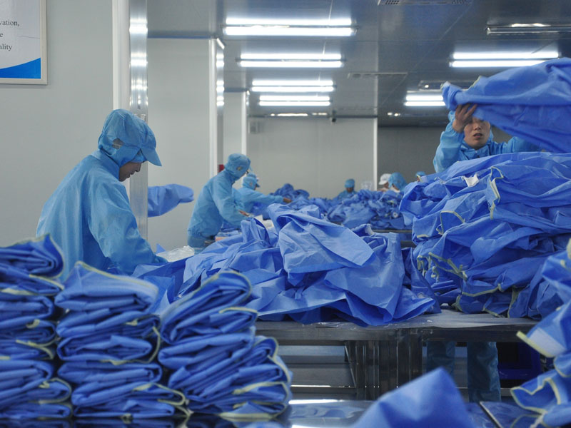 醫(yī)護(hù)防護(hù)用品生產(chǎn)現(xiàn)場